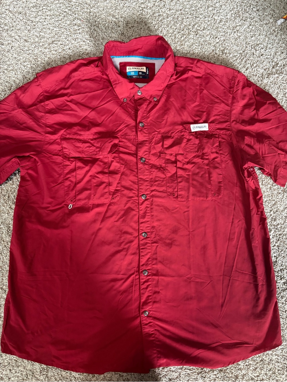 Magellan Outdoors Men's Short-Sleeve Button-Down Shirt - Red 2XL